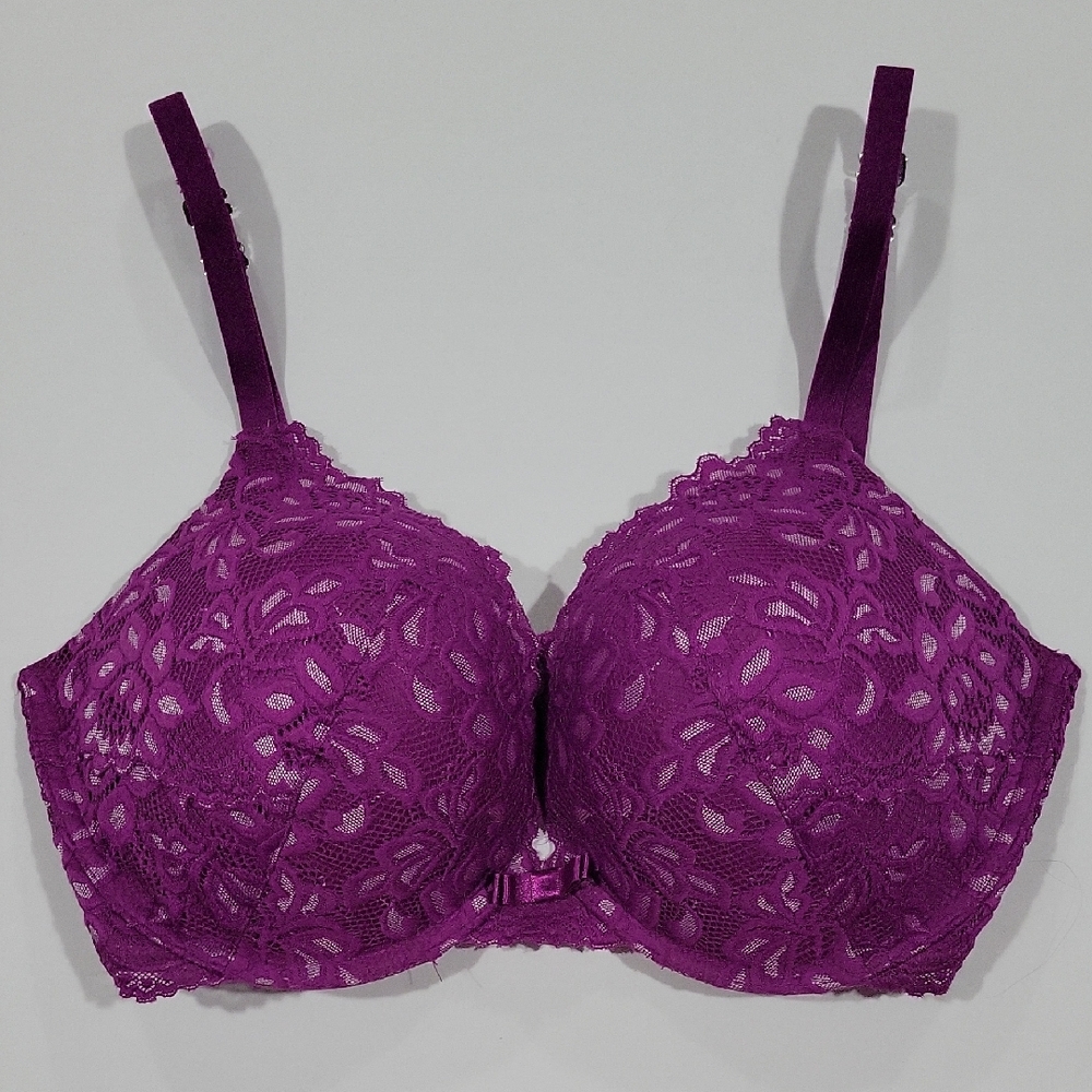 Frederick’s of Hollywood Purple Lace Push-Up Bra | Sexy Lingerie | Floral Lace